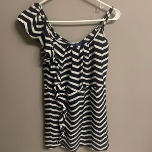 Navy & White chevron ruffle Dress